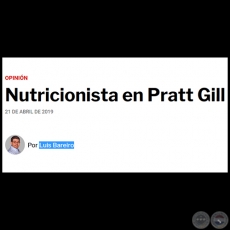 NUTRICIONISTA EN PRATT GILL - Por LUIS BAREIRO - Domingo, 21 de Abril de 2019